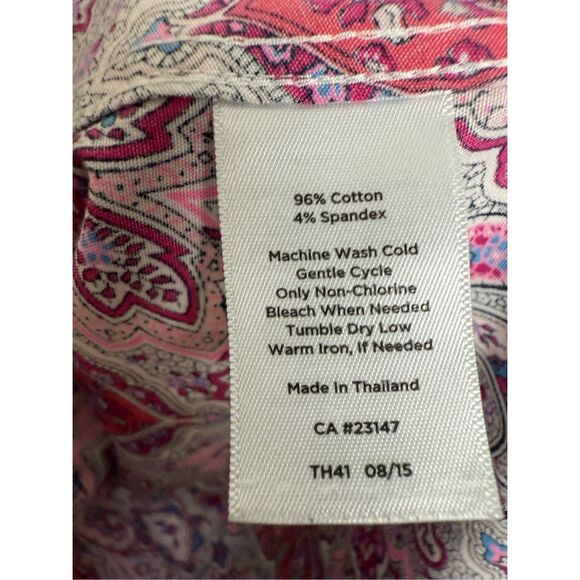 Talbots Women's Perfect Wrinkle Resistant Button Down Pink Purple Floral Paisley - Picture 3 of 4